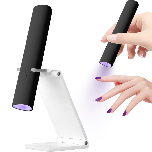 Mini UV LED Nail Light – Portable Wireless Nail Dryer with Bracket (Black)