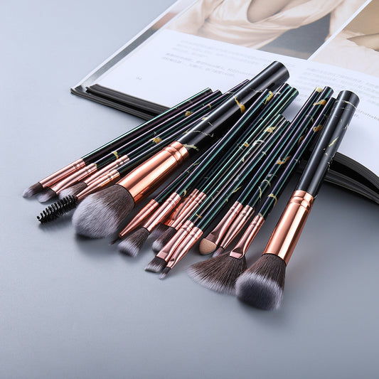 Elegant 15‑Piece Marbled Makeup Brush Set
