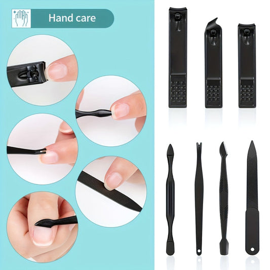 Black 10‑Piece Nail Clipper Set – Travel Grooming Kit