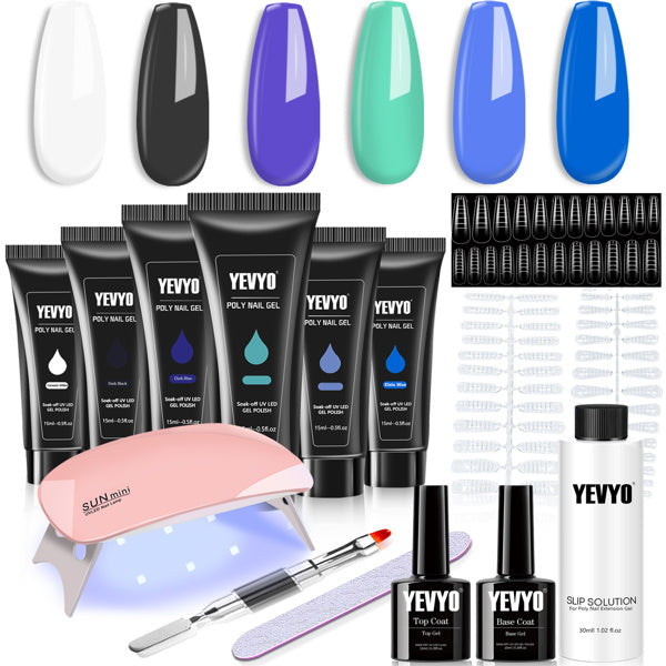 Premium 6‑Piece Polygel Kit with UV Lamp, Slip & Primer